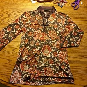 Brown floral patterned long tunic